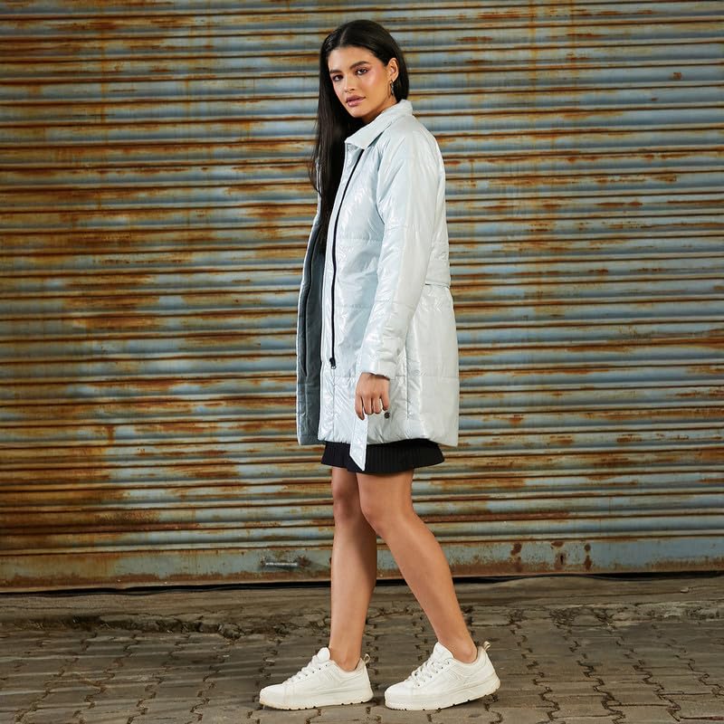 Image of PINACOLADA Women's Fleece-Lined Biker Jacket for Casual Wear | Spread Collar | Long Sleeve | Zipper Closure | Jacket Crafted with Comfort Fit for Everyday Wear