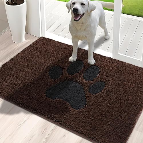 Miniatura 1 de Tapete para puerta de interior, tapete para perros para patas fangosas, súper absorbente, alfombra de entrada de bajo perfil con parte trasera