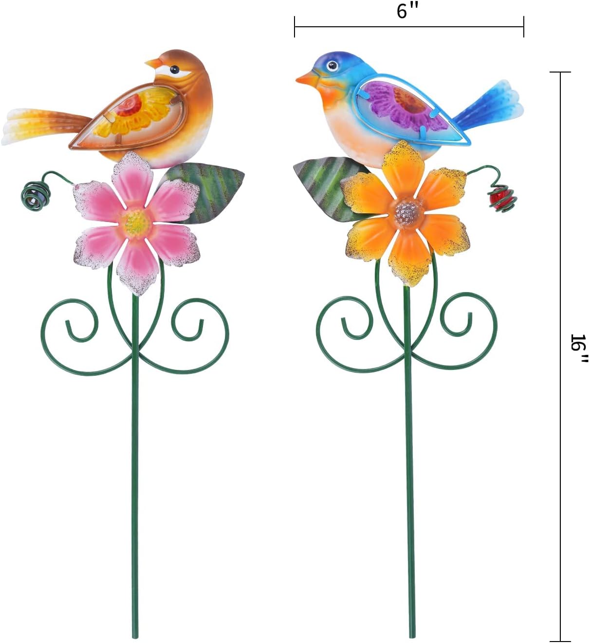 Topadorn Floral Garden Stake Outdoor Plant Pick Water Proof Metal Flower Stick for Lawn Yard Patio,Pathway Ornament,Set of 2,Flower and Bird : Patio, Lawn & Garden
