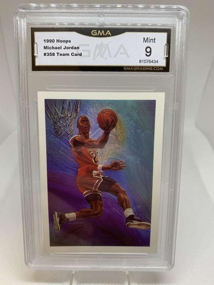 GMA Mint 9 Certificate #81076434 1990-91 Hoops #358 Michael Jordan Team Checklist Chicago Bulls Professionally Graded Basketball Card
