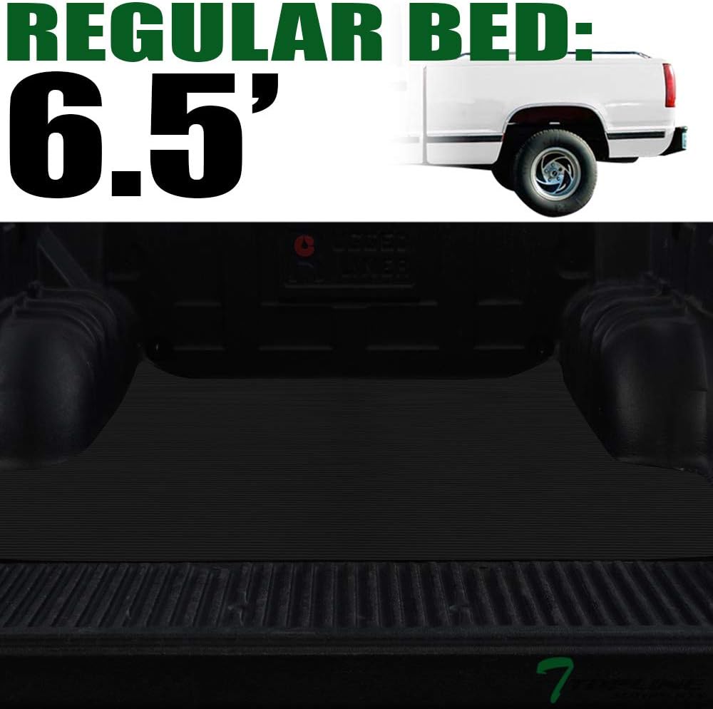 Rubber Truck Bed Mat Liner V2 - Compatible with 1988-2000 Chevy C10 C/K Silverado GMC C/K Sierra 1500 2500 3500 Fleetside 6.5 Ft (78") Short Bed Models Heavy Duty Precut Black