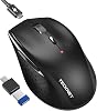 TECKNET PRO Wireless Mouse Jiggler - Rechargeable 2.4G Ergonomic Silent Mouse with USB to USB C Adapter, 6400 DPI Adjustable, Type-C Charging & Auto-Sleep, Compatible with WindowsMacChrome OS, Black