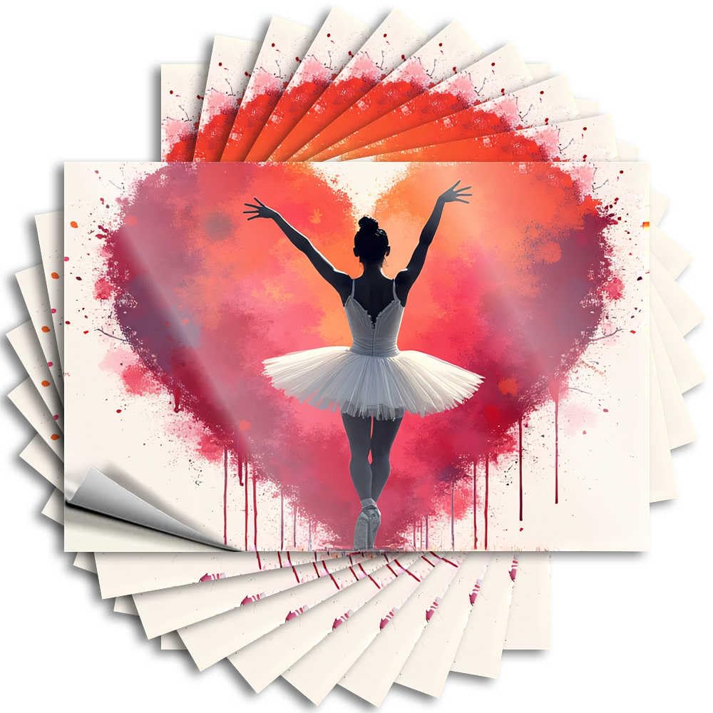 Fzfn Colour Aesthetic, Bumper Wall Ballerina Embracing Love In Artistic Heart Scene | Motorcycle Outdoor Camping Accessories(6X9cm)