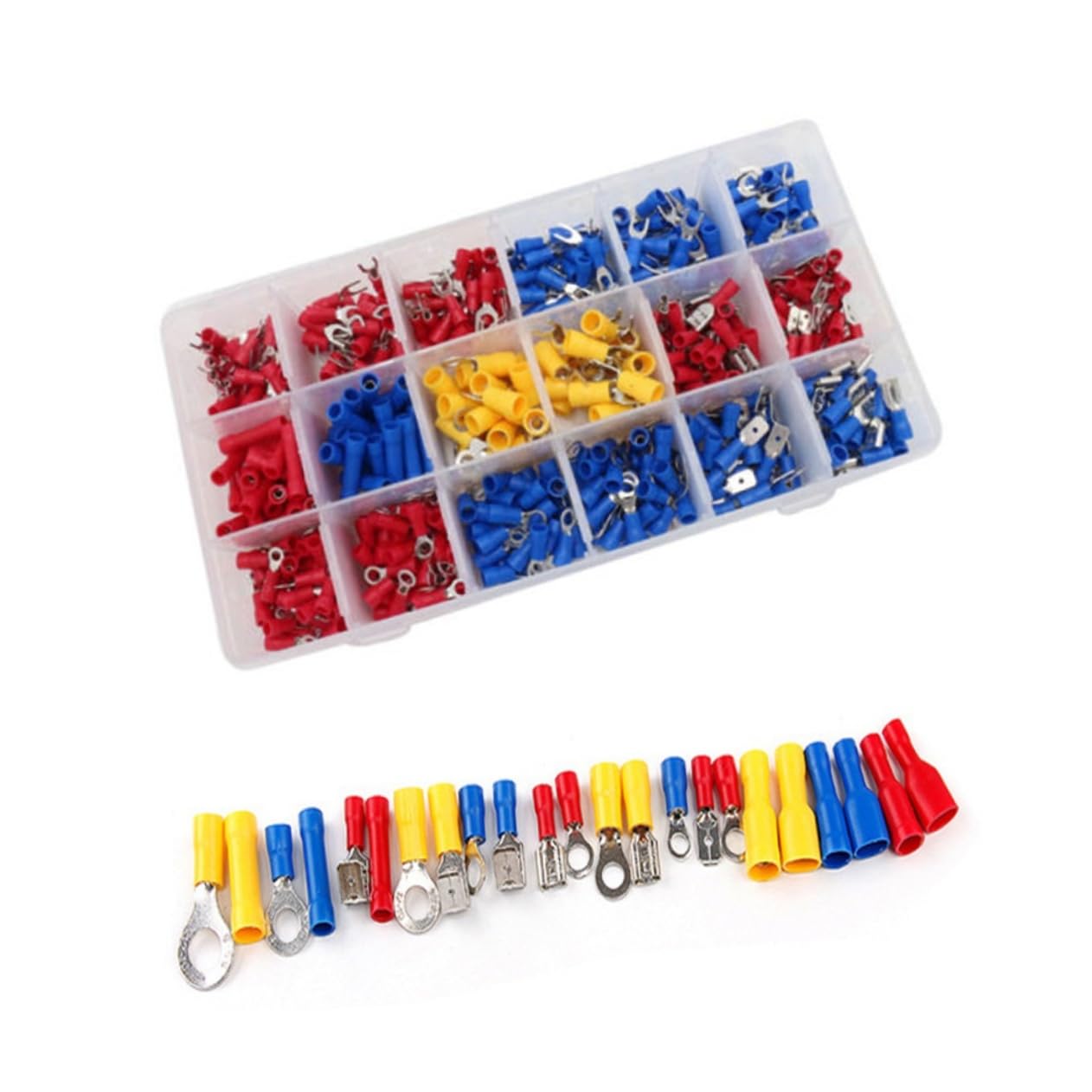 DOITOOL 520stücke Set Mit Crimpverbinder Flachsteckverbinder Ring Und Gabelkabelschuhen Isoliert Für Anhänger Und Wohnmobilbeleuchtungsreparaturen