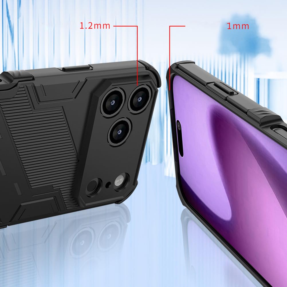 Magnetisch Hülle für iPhone 17 Pro Max/17 Pro/17 Air/17, Dünne Gefrostet rutschfeste Schutzhülle mit Versteck Ständer Handyhülle,Schwarz,17 Pro