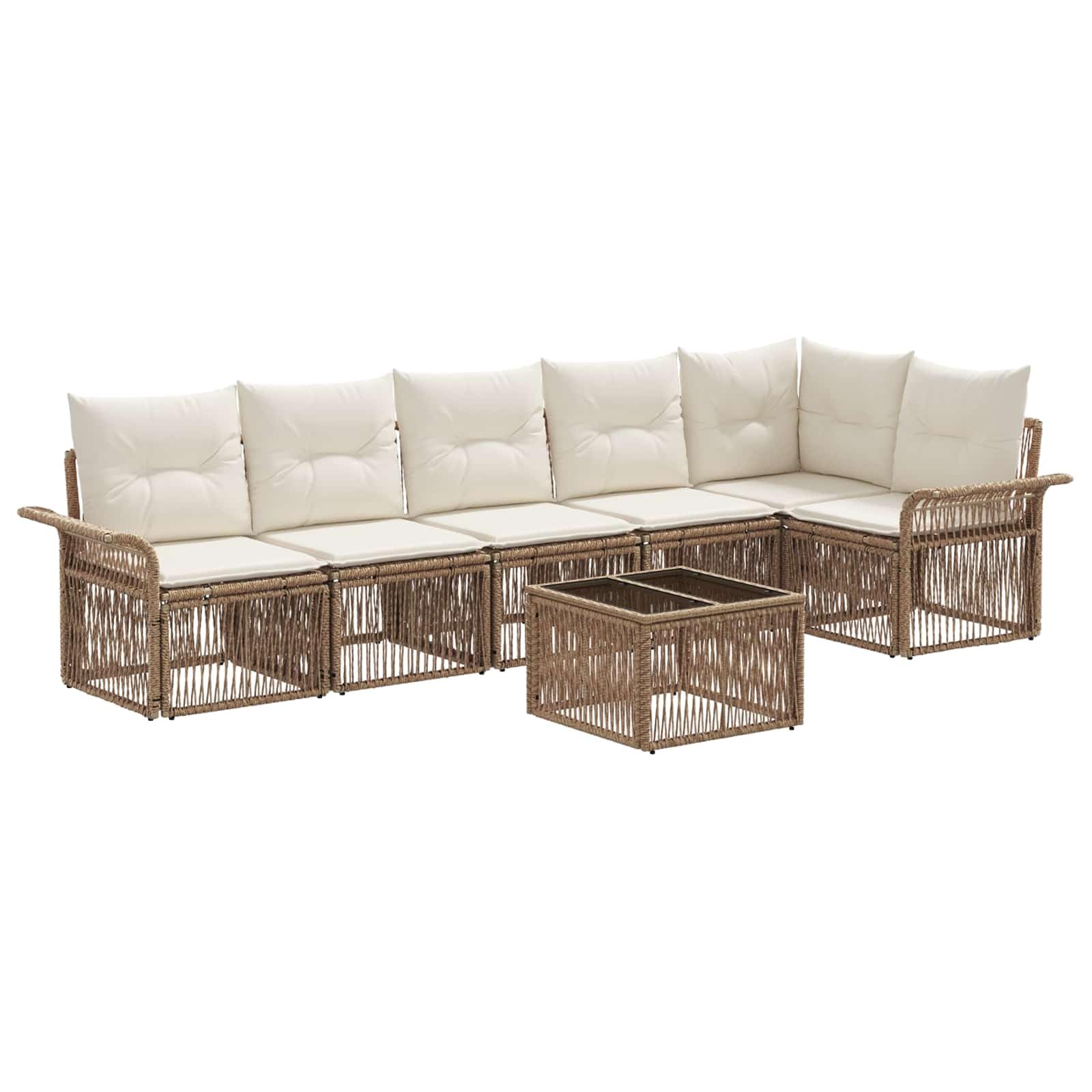 Canapé de jardin en polyrotin beige 7 pièces modulaire vidaXL pour patio moderne