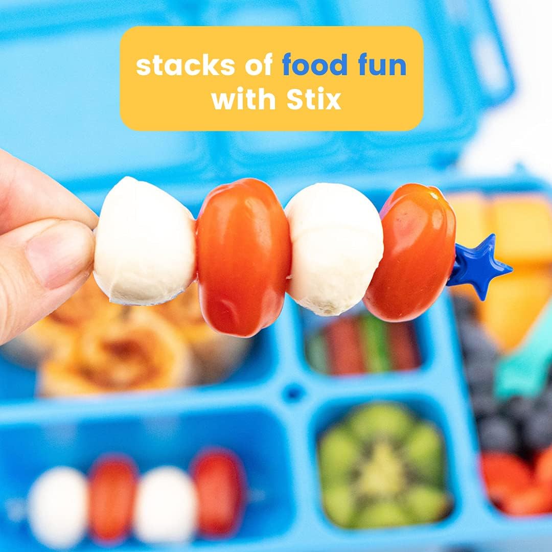 Kids Bento Lunch Box Blue Accessories Kit, BPA FREE with Lifetime Replacement Guarantee, 18 Piece Set includes Food Picks, Wrap Bands, Forks and Spoons, reusable Silicone Cups