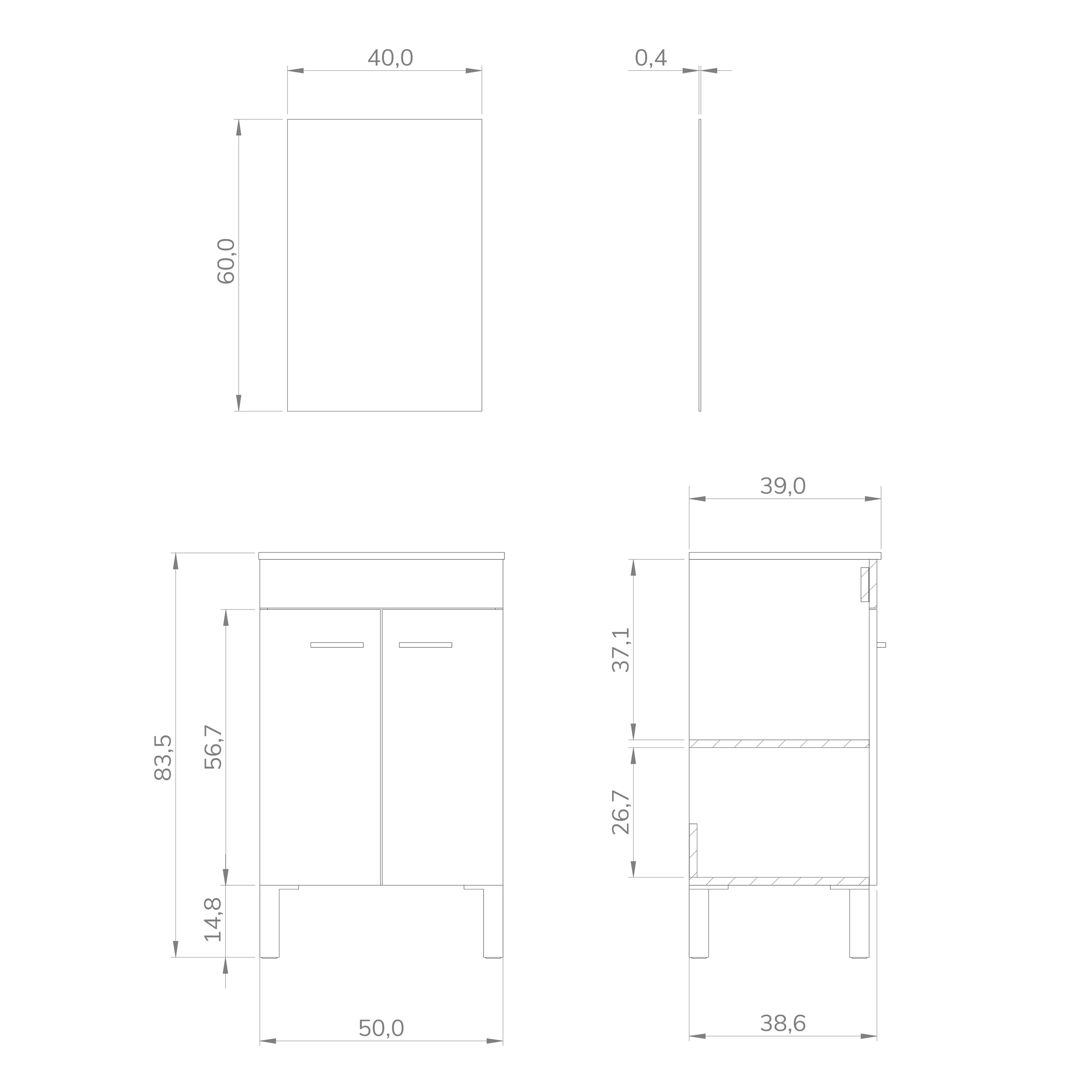 Baikal Mueble de Baño. 2 Puertas. Armario con Patas. Incluye Lavabo Cerámico y Espejo Liso. Mueble Auxiliar. Gabinete de Baño. Armario Auxiliar. Se Entrega en Kit. 50cm Blanco.