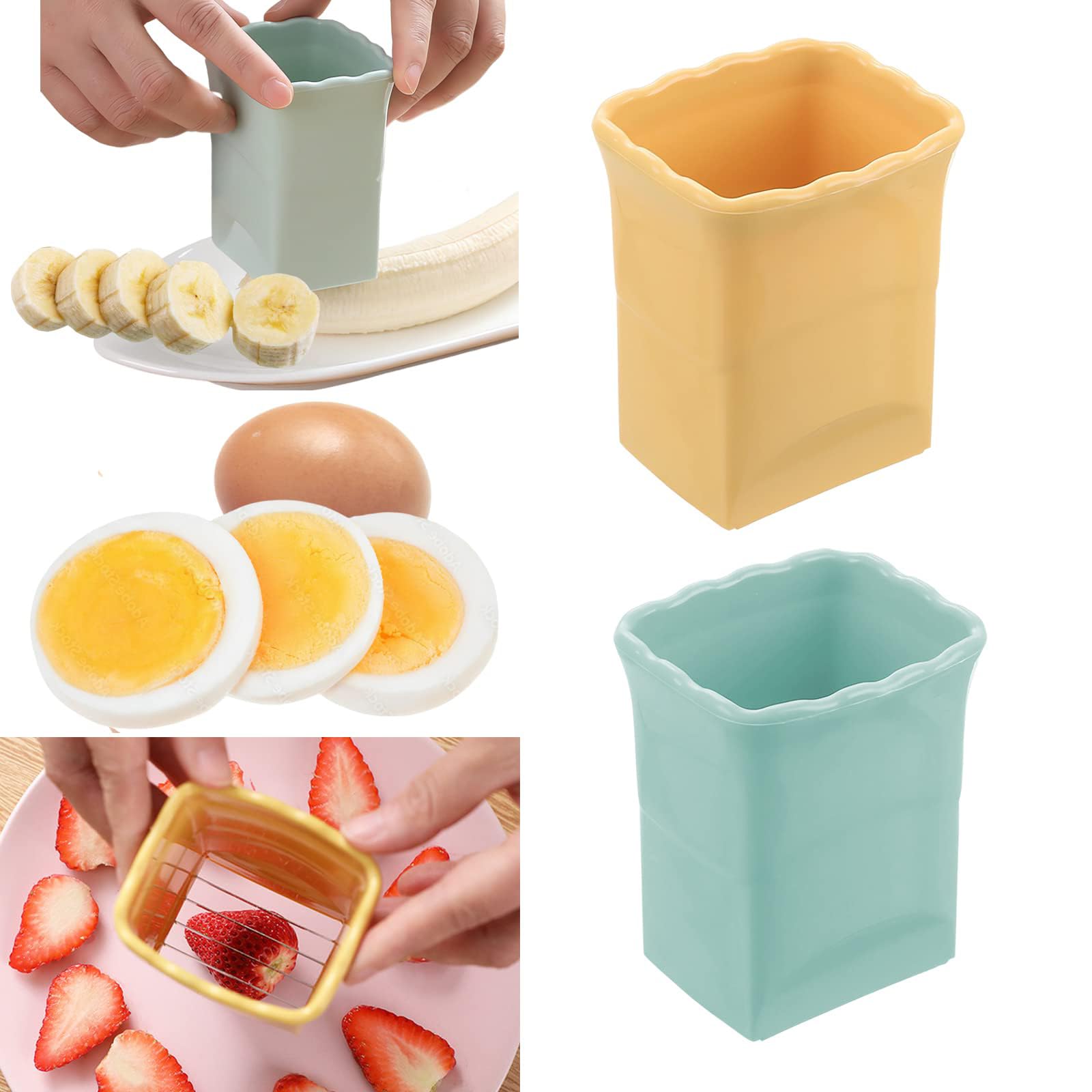 Sponsored Ad – 2 Pack Fruit & Veggie Slicers Set | Easy Egg, Banana & Strawberry Cutting | Quick Salad Prep | Creative Kitchen Tool