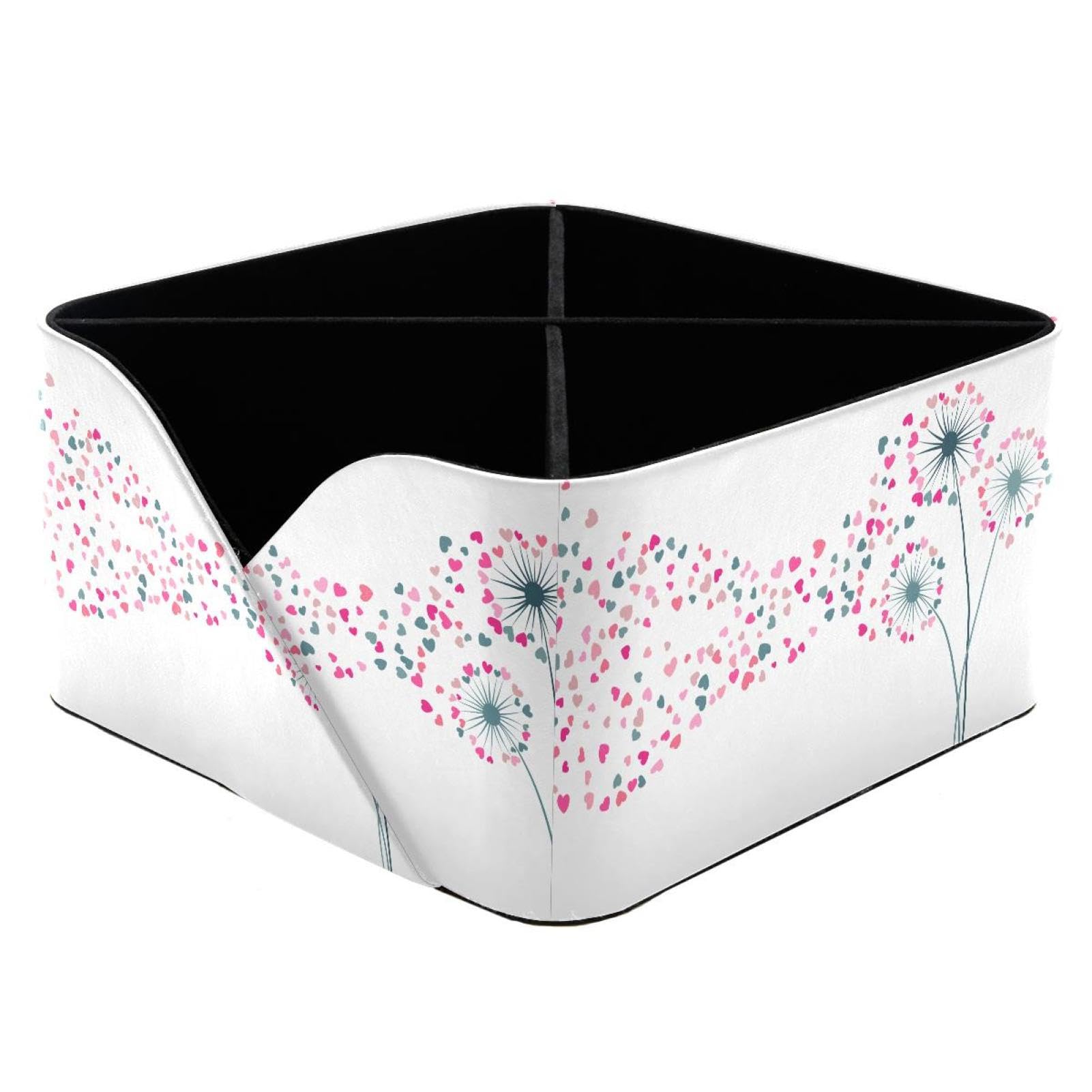KengjuTesu Dandelion Herbs Meadow Flowers Desktop Organizer Pen Holder, Rectangular Pencil Cup for Office, Study and Makeup Stations