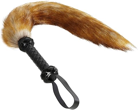 PU Leder Peitsche mit Plüsch Schwanz Verführung des Partners Peitsche Sex Spielzeug, Bondage Spiele Klassische SM Peitsche Bondage Flogger (Gelb)