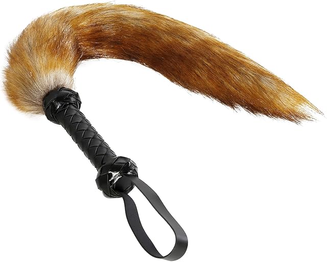PU Leder Peitsche mit Plüsch Schwanz Verführung des Partners Peitsche Sex Spielzeug, Bondage Spiele Klassische SM Peitsche Bondage Flogger (Gelb)
