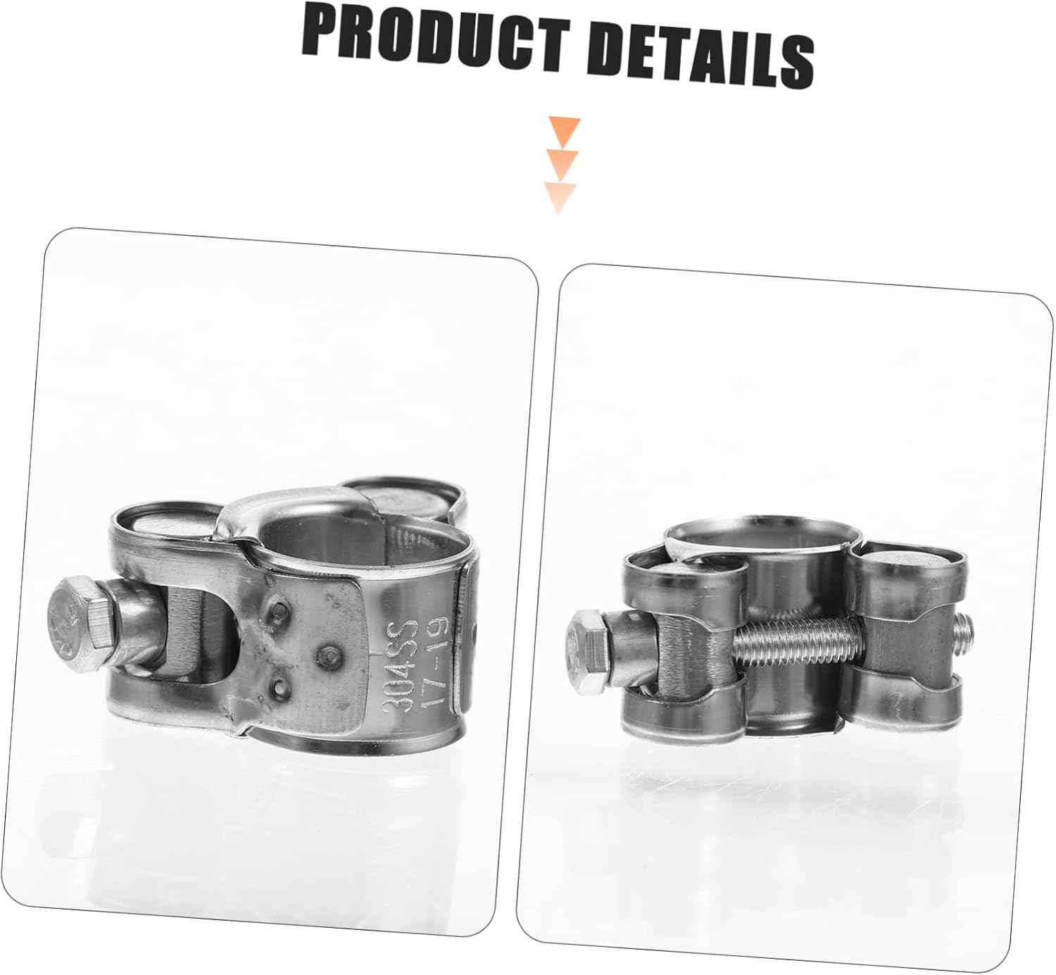 Amosfun 4Pcs Stainless Steel Adjustable Hose Clamps for Automotive and Home Use Heavy Duty Ear Clamps for Hoses Easy Installation and