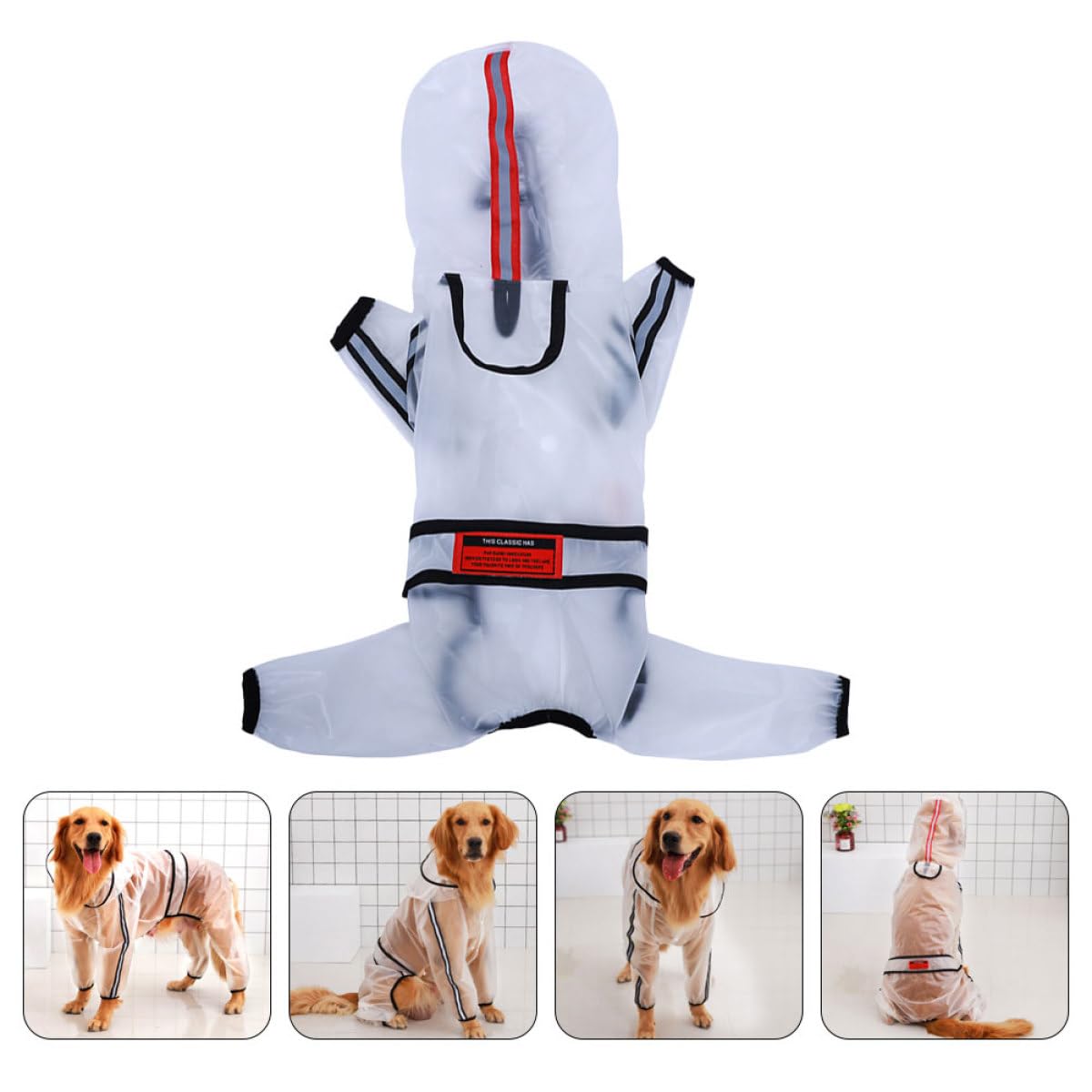 Atmungsaktiver Hunderegenmantel mit Kapuze und Vollständiger Abdeckung für Mittelgroße bis Große Hunde Robustes Material für Outdoor Einsätze und Regnerische Tage