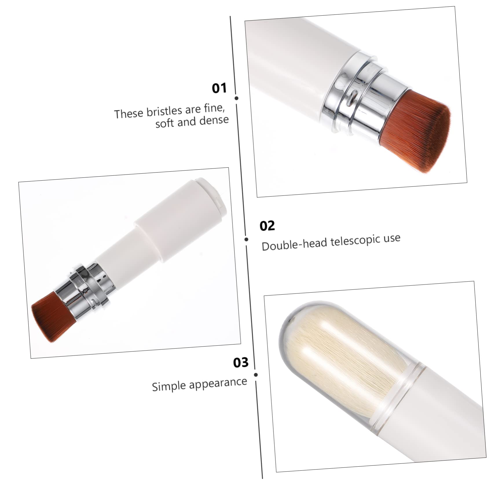 POPETPOP 3pezzi Pennello Telescopico Per Make-up Spazzola Fondotinta e Cipria Facile Da Pulire e Manutenere Strumento Versatile Per Appassionati Di Trucco Per Risultati Ottimali e Duraturi