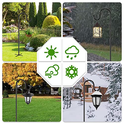 Image of Shepherds Hooks for Outdoor, 48 Inches Garden Bird Feeder Pole for Hanging Bird Feeder, Plant Baskets, Solar Light Lanterns, Outdoor Plant Hanger Hook with 5 Base Prongs, 2 Packs