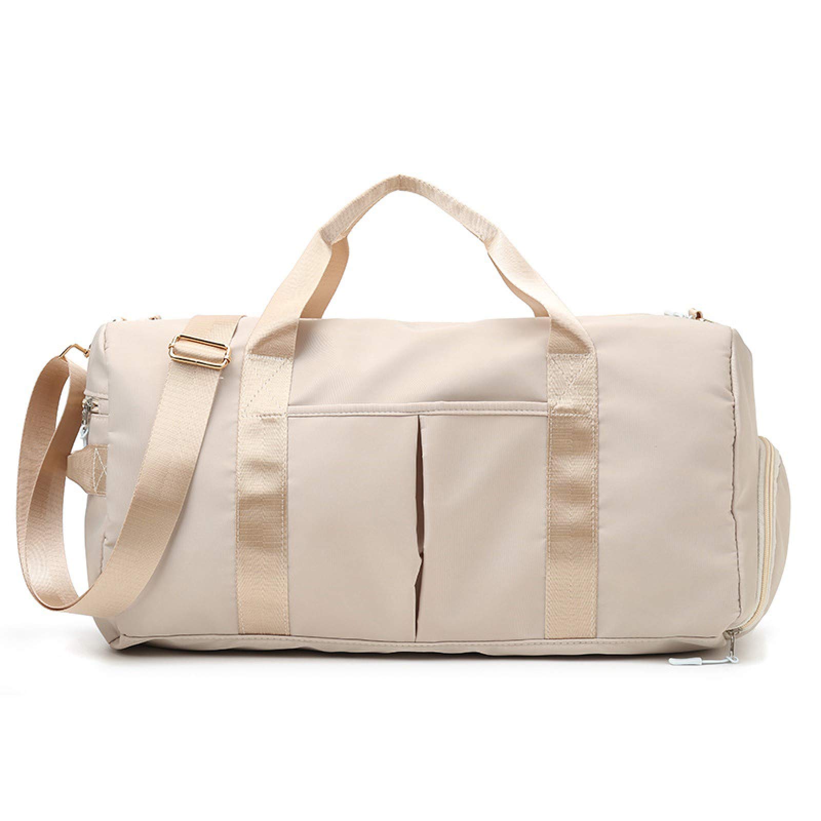 Gym Sports Duffle Bag - Waterproof Travel Duffel Bag with Wet Pocket and Shoes Compartment, Carry on Bag Holdall Bag for Sport Travel Training Hospital (Beige)