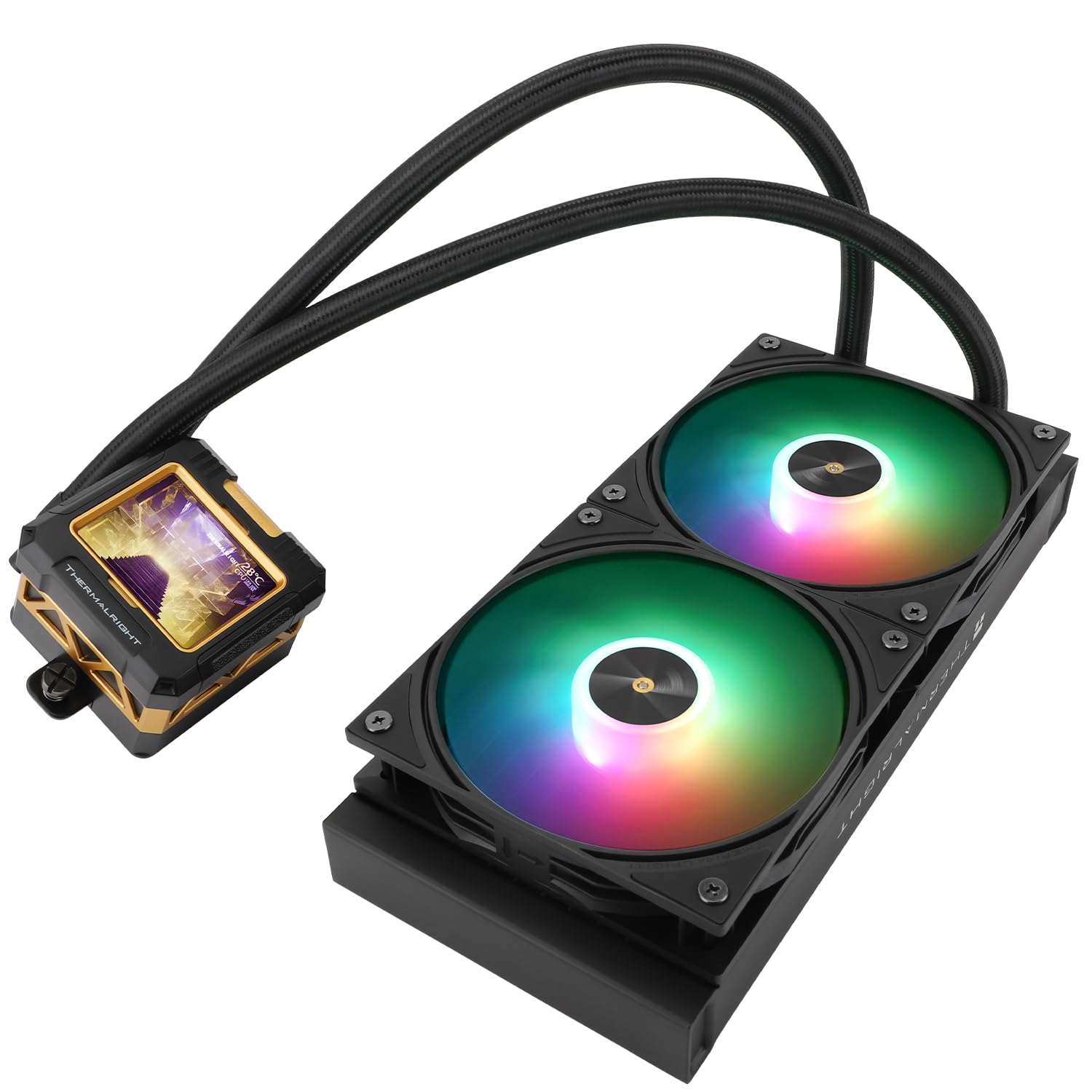 Thermalright FW 240 Noir ARGB Refroidisseur à Eau pour Processeur avec 2 Ventilateurs PWM, Écran LCD IPS 320 x 240, Compatible AMD/Intel PC Aio