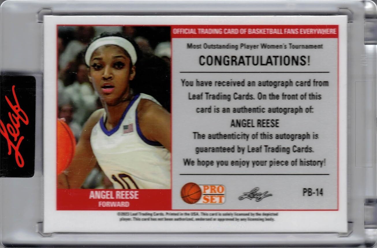 2023 Leaf Pro Set Basketball #PB-14 Angel Reese Certified Autograph Rookie Card - Only 404 made!