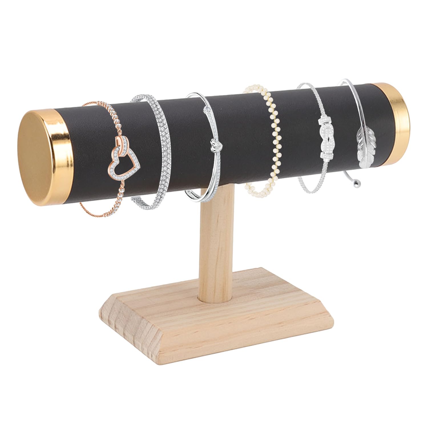 Espositore Per Bracciali E Gioielli Con Base In Legno - Portaoggetti Da Tavolo Con Barra A T - Foto 9