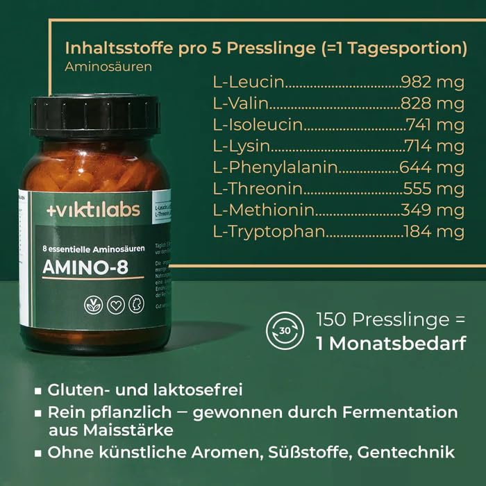 Amino 8 Aminosäuren Komplex - 998 mg pro Pressling - 99% Verwertungsrate – Ansicht 6