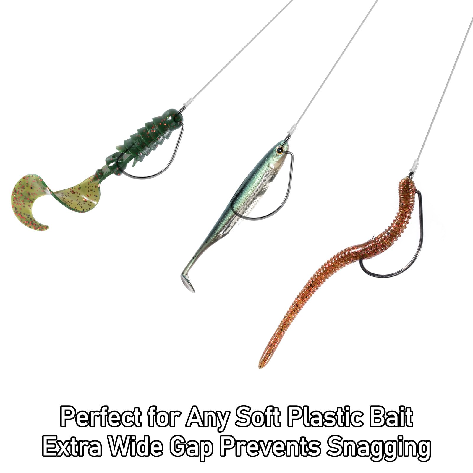 Dr.Fish 50 Pack EWG Hooks Bass Fishing Worm Hooks Extra Wide Gap Freshwater Fishing Carolina/Texas Rig Black Nickel 1/0 : Sports & Outdoors