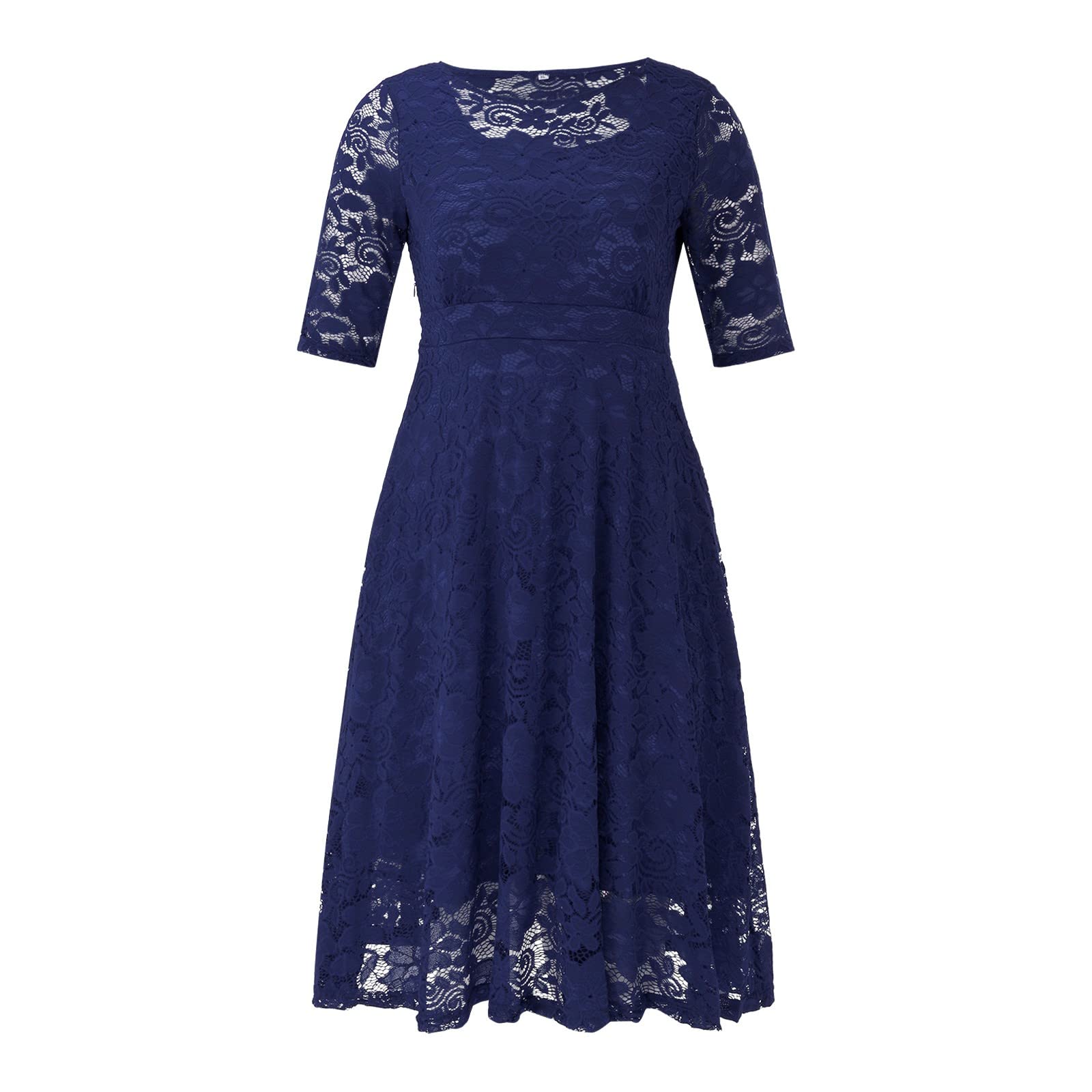 Generisch Elegante vestido midi de encaje floral de talla grande para fiesta de cóctel