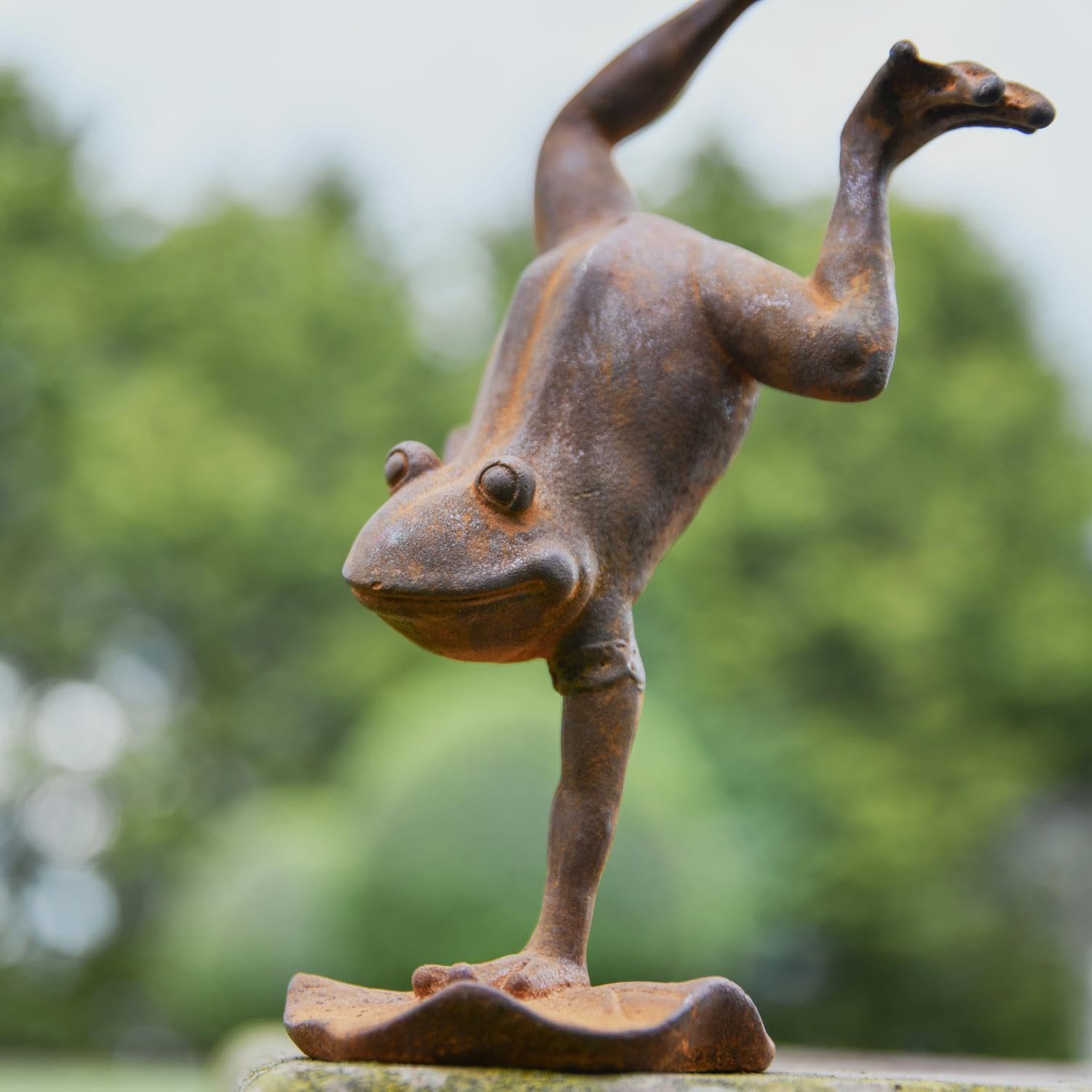 Black Country Metal Works Rustic Cast Iron Handstanding Frog Sculpture
