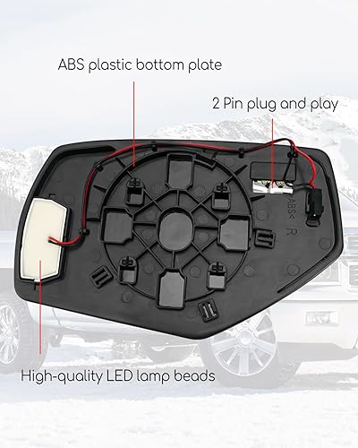 Miniatura 2 de Espejo lateral del pasajero para Chevrolet Silverado GMC Sierra 1500 2500 HD 3500 HD 2014-2019 Espejo retrovisor eléctrico con luz LED de señal de