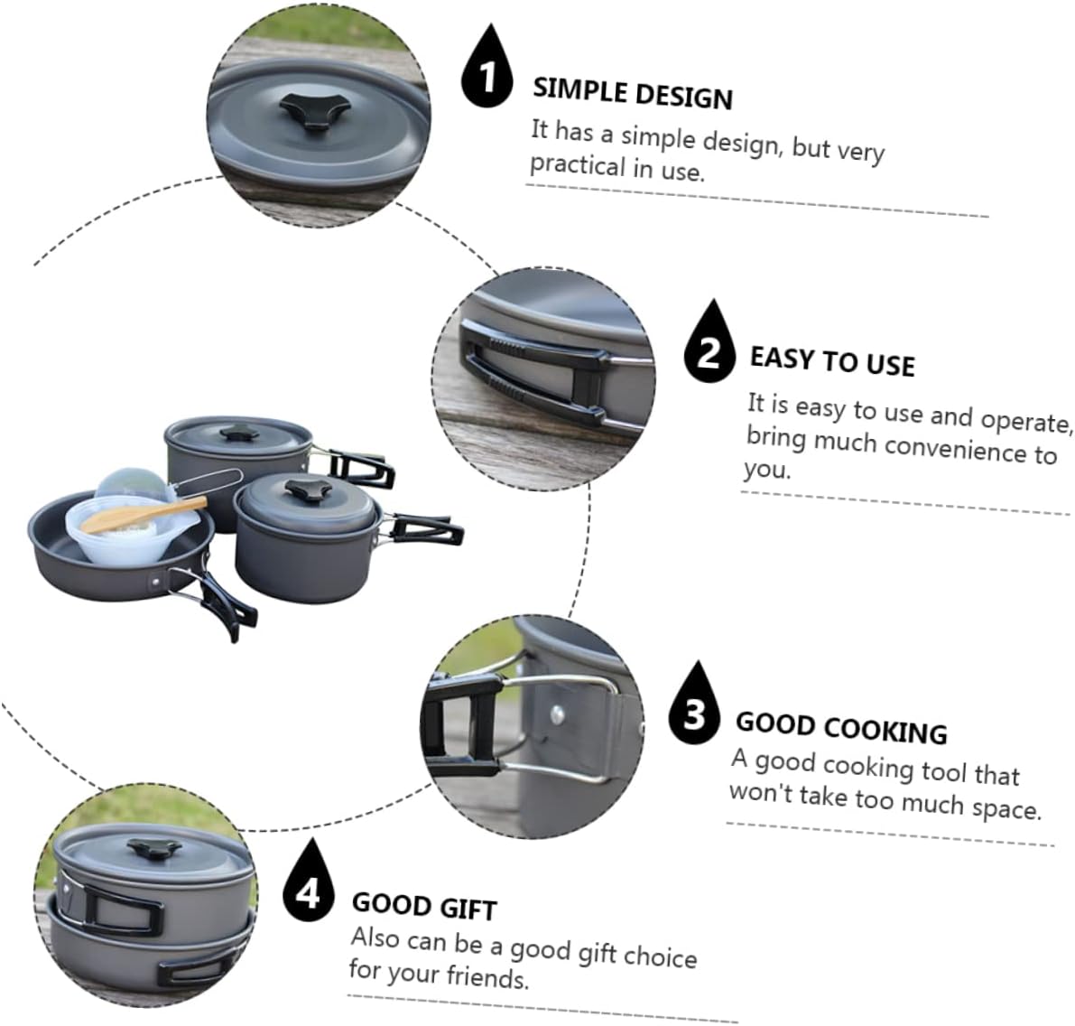 KESYOO 1set Portable Folding Cookware for Outdoor Cooking Lightweight Camping Cookware Kit Mesh Bag Includes Frying Pan and Pots for Camping Hiking and Picnic