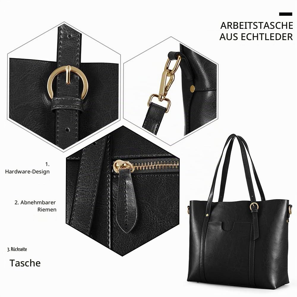 Kattee Damen-Tragetasche aus echtem Leder, weiche Handtasche, Vintage-Schultertasche, modische Henkeltasche, großes Fassungsvermögen