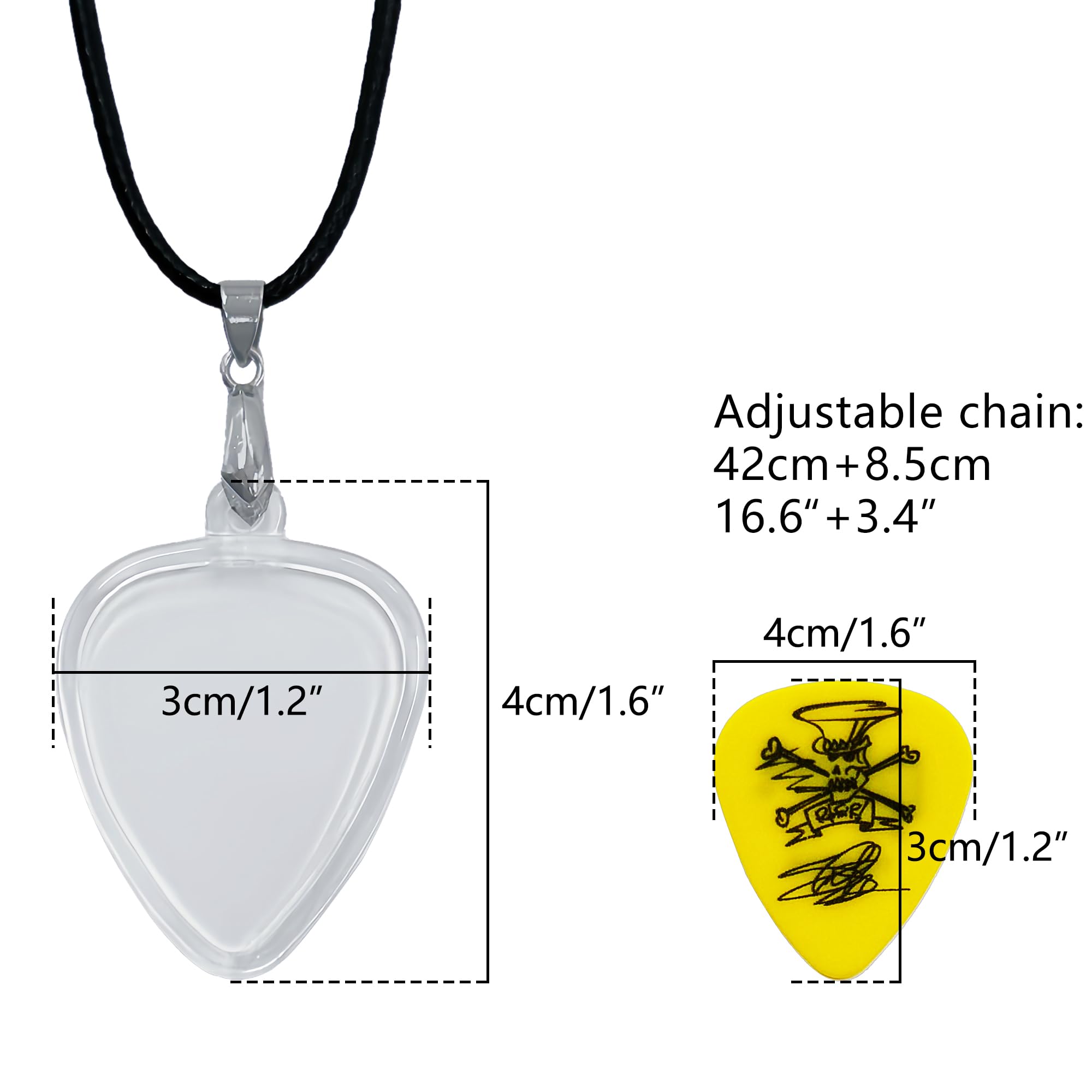 Musiin Guitar Pick Holder Collection Necklace, Acrylic Storage Pendant, Wearable as Necklace or Keychain, Convenient Pick Storage, Stylish and Lightweight Accessory for Guitarists (Regular)