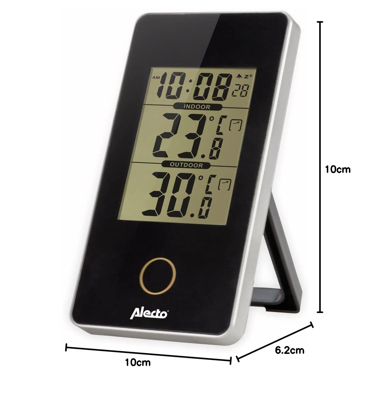 Alecto WS-150 Digitales Innen-Außen-Thermometer - Speichert Höchst- und Tiefstwerte - Datum und Uhrzeit - Wecker mit Schlummerfunktion - schwarz