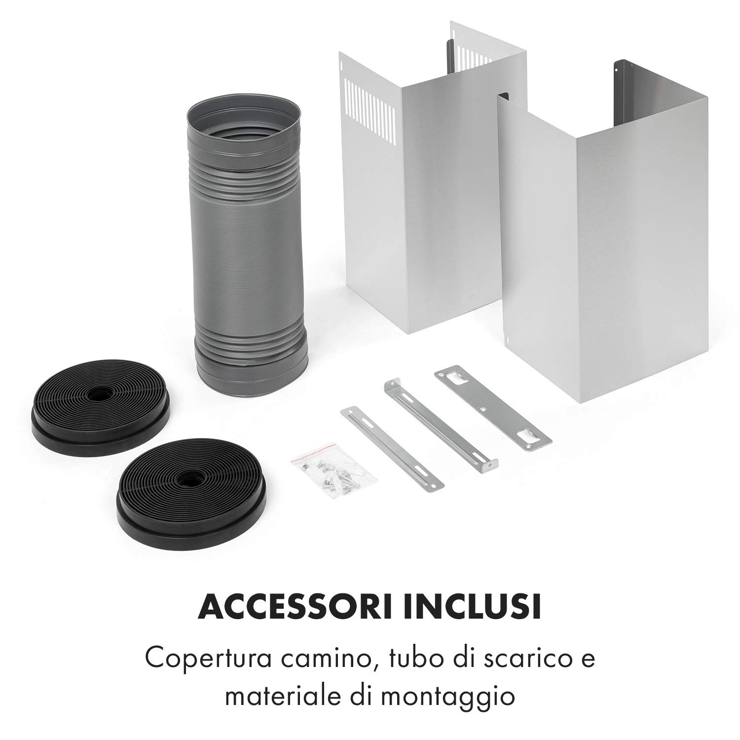 Klarstein Cappa Aspirante 90 cm, Cappa Cucina, Cappa Filtrante, Scarico: 595m³/h, Illuminazione LED, Pannello Touch, Filtro Carboni Attivi, Luci RGB, Con Ricircolo Aria, Classe Energetica A, Bianco
