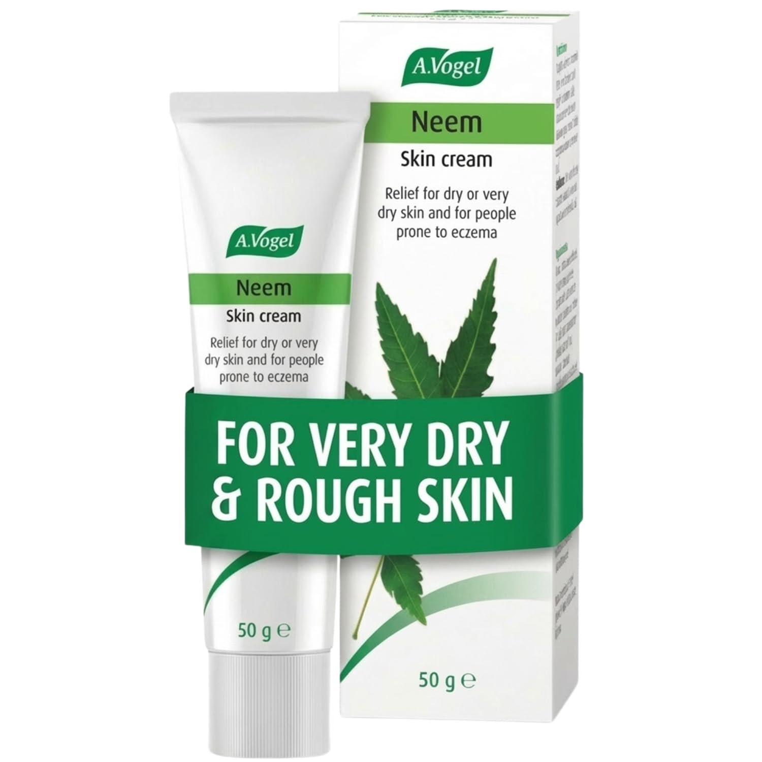 Neem Cream for Dry & Eczema-Prone Skin - Natural Moisturising Cream with Neem Extract, Almond Oil & Beeswax - Helps Soothe Itchy, Red & Irritated Skin - 50g