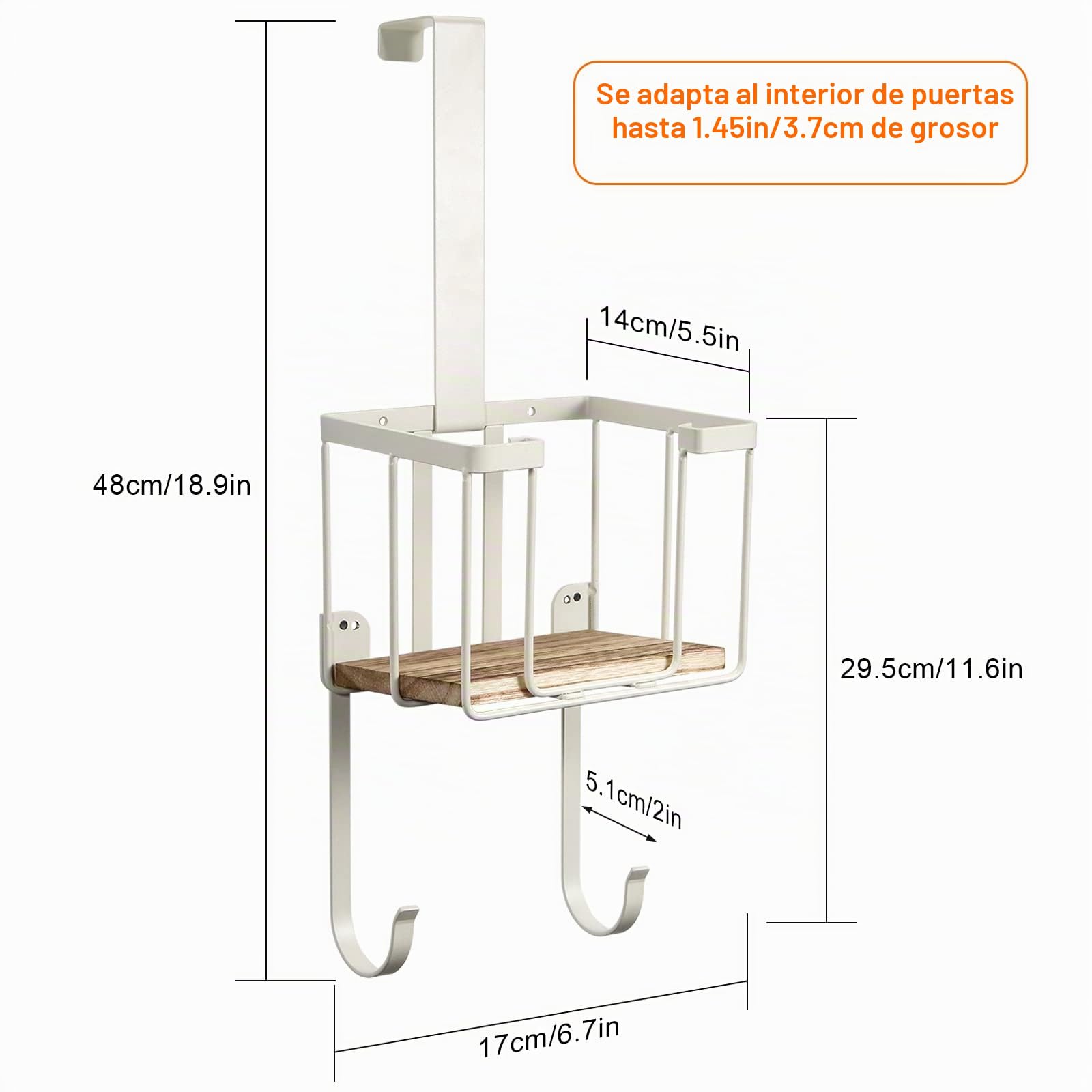 TJ.MOREE Soporte para tabla de planchar sobre la puerta/pared, soporte de almacenamiento para plancha y tabla de planchar, color blanco
