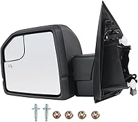 Vista 1 de JDMSPEED Espejo retrovisor lateral izquierdo eléctrico con calefacción, señal LED texturizada, negro, izquierdo, LH, compatible con Ford F150