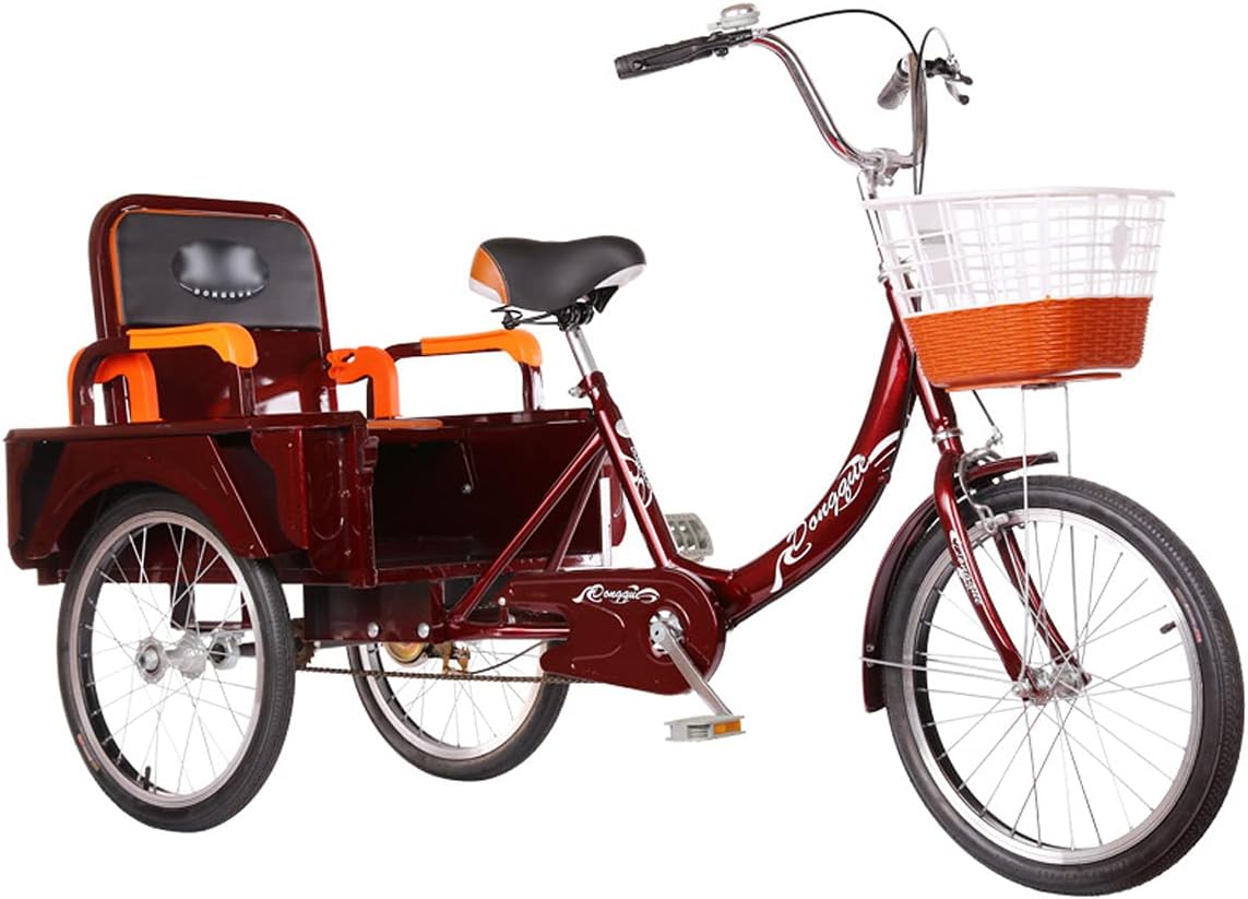 Adult Tricycle Three Wheel Bike Comfort Bicycles Bike 20inch Three Wheel Cruiser Bike Outdoor Sports 3 Wheel Bikes with Large Basket for Seniors Women Men. Cycling Pedalling