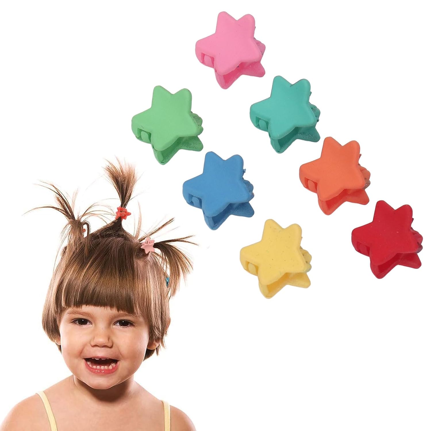 Sonew 100pcs Mini Hair Claw Clips, Assorted Color Cute Star Hair Barrettes for Fine Hair Small Hair Accessories for Girls Kids