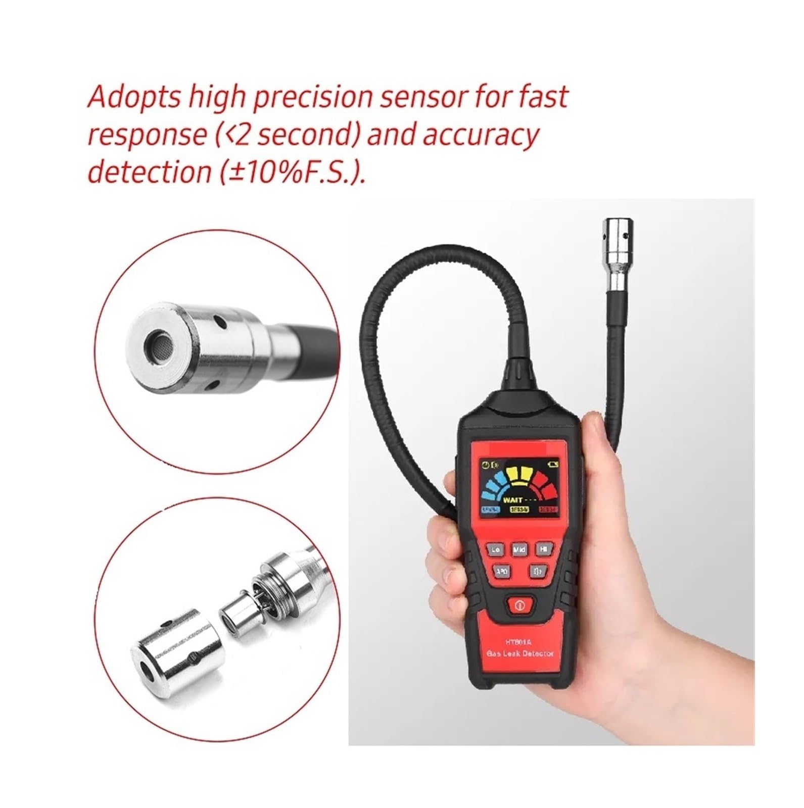 Detektor gazu, HT601A+ HT601B+ Akumulatorowy wykrywacz wycieków gazu domowego Przenośny tester gazów palnych Wyświetlacz LED(HT601B Gas Detector)