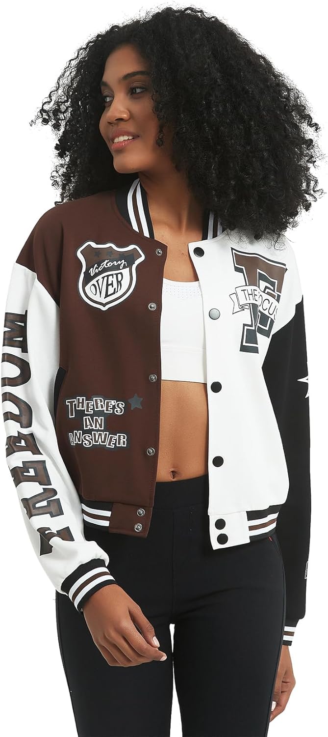 COZYPOIN Women's Varsity Jacket Cropped Letterman Jacket Lightweight Button Down Bomber Racer Baseball Y2K Coats - Image 7