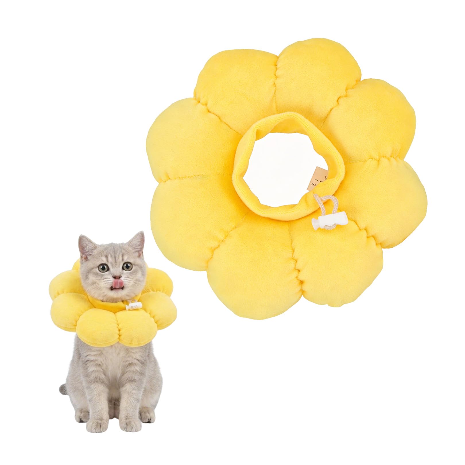 Soft Cat Cone,Adjustable Cat Recovery Donut Neck Collar,Lightweight Cats Dog Pet Surgery Prevent Licking Cones,Elizabethan Design Protective Wound Lick Scratching Collars for Big Small Anima (L)