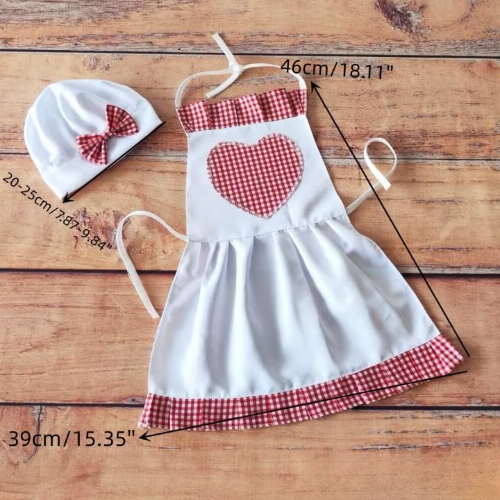Image of BabyMoon Set of 2 | Baby Designer Chef Apron With Cap | Baby Photoshoot Props Costume | 0-1 Yr | White