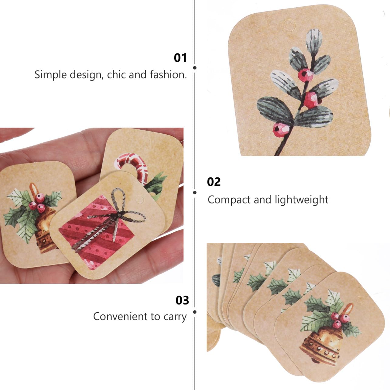 EXCEART 3 Sets Weihnachtsdeko-tags Seile Kraftpapier Karten Tags Für Geschenkverpackungen Weihnachten 250 Stück * 3