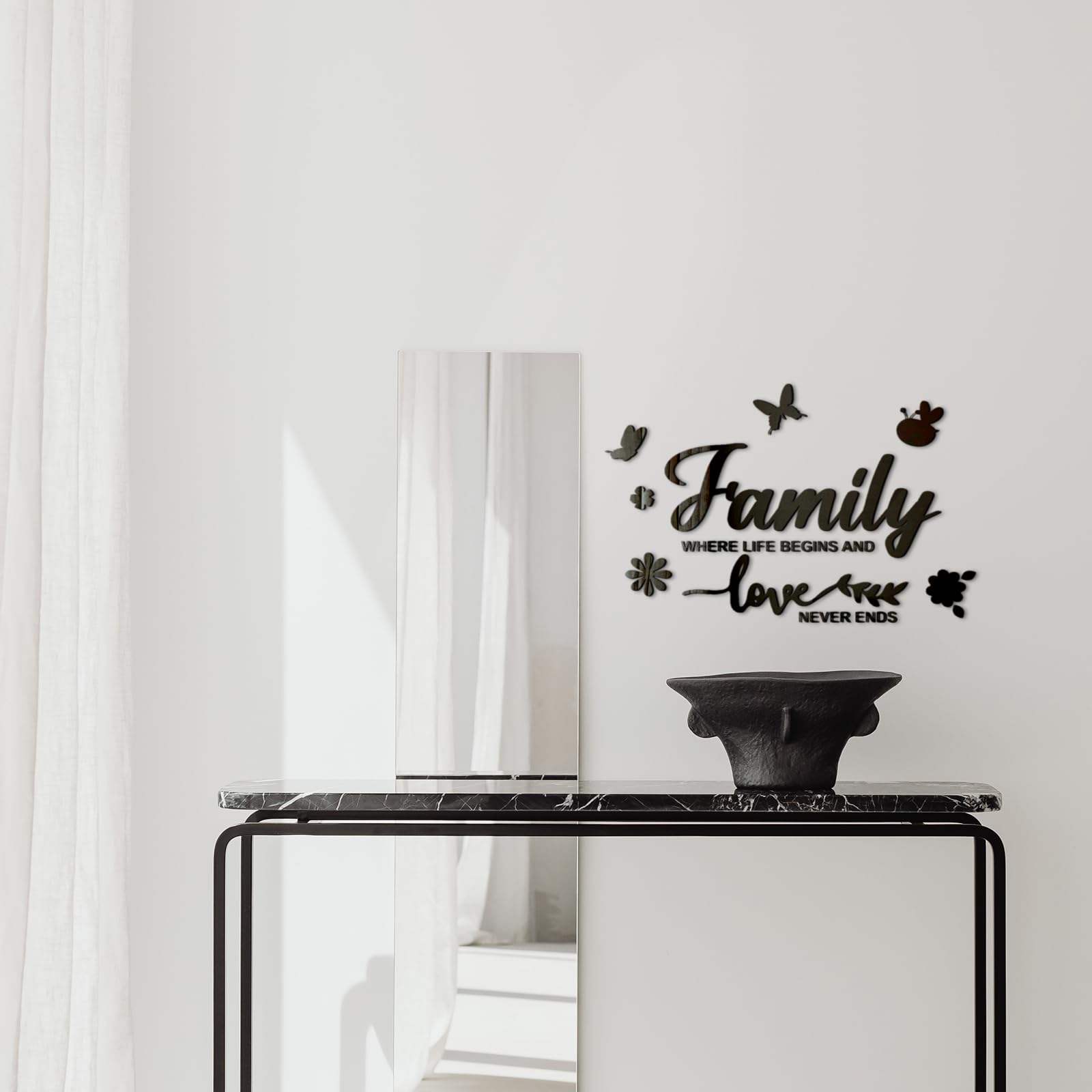 Fkereg Family Where Life Begins and Love Never Ends Mirror Wall Decal, Spiritual Wall Stickers Peel and Stick Quote Sayings - Image 3