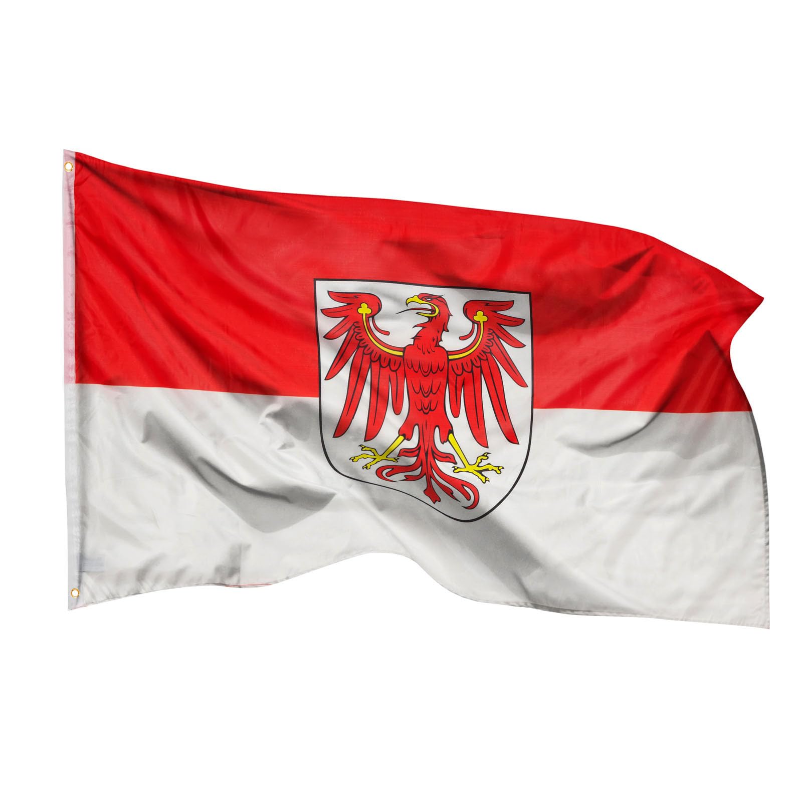 PHENO FLAGS Brandenburg Flagge 90x150cm - wetterbeständige Fahne mit Messingösen, 100% Polyester, robuste Doppelnaht & in lebendigen Farben - ideal für Flaggen-Liebhaber