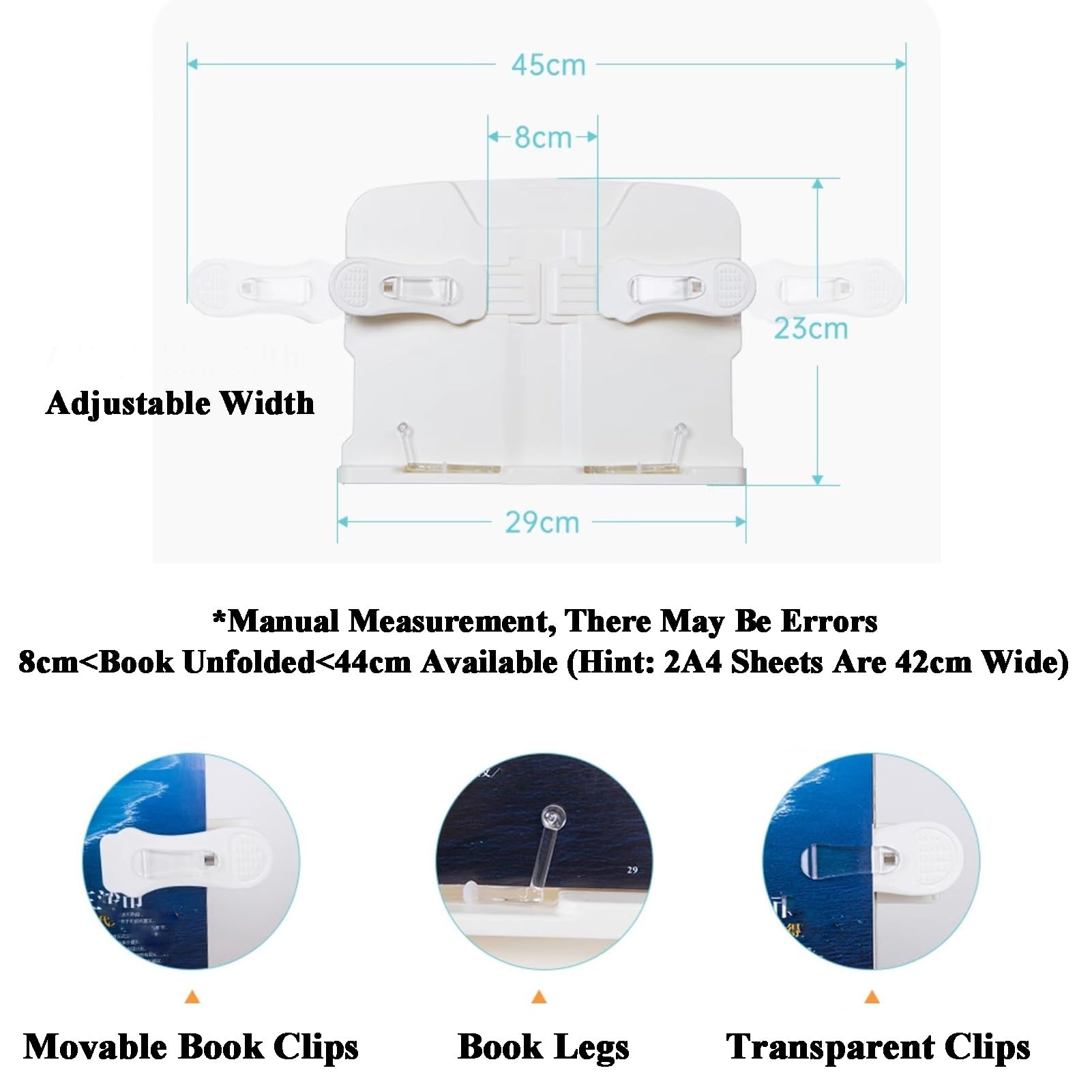 Generico Leggio da Pavimento Regolabile con Fermagli per Pagine e Supporto per Tablet, Altezza 70-170 cm per casa, Ufficio, Scuola - Supporto da soffitto per Libri e iPad per Una Lettura Confortevole