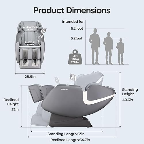 Miniatura 2 de Silla de masaje de cuerpo completo de gravedad cero 2024, control de aplicación Shiatsu masaje reclinable con rodillo de pie, calefacción trasera,