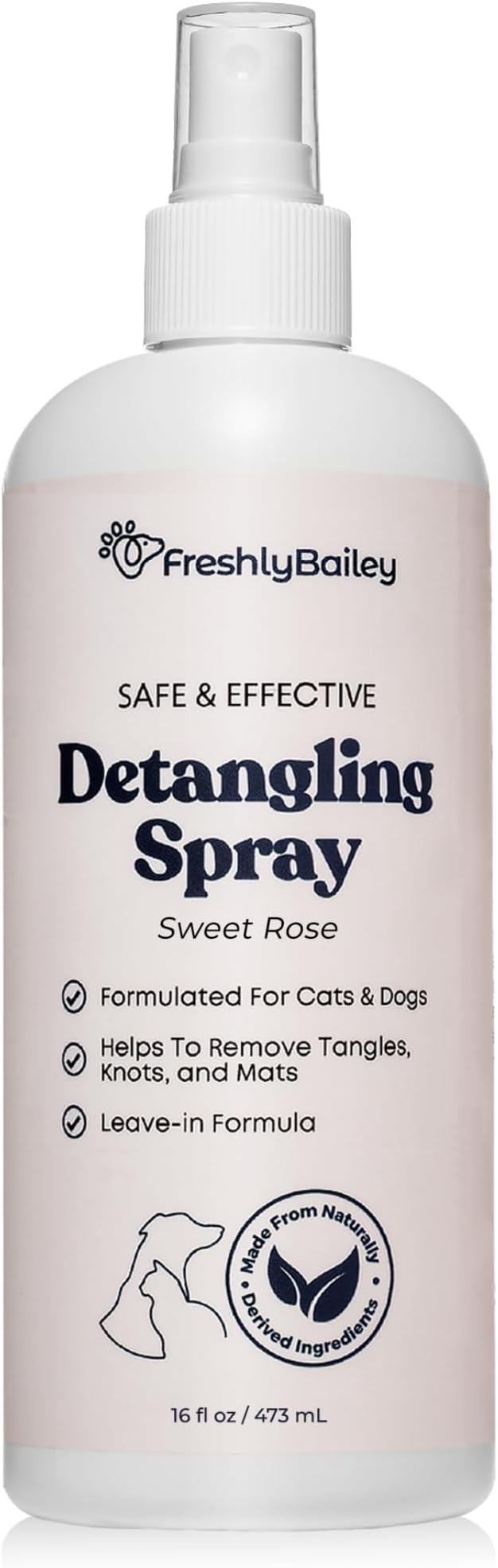 Freshly Bailey Dog Detangler Spray Pet Detangling Spray for Cats & Dogs Natural