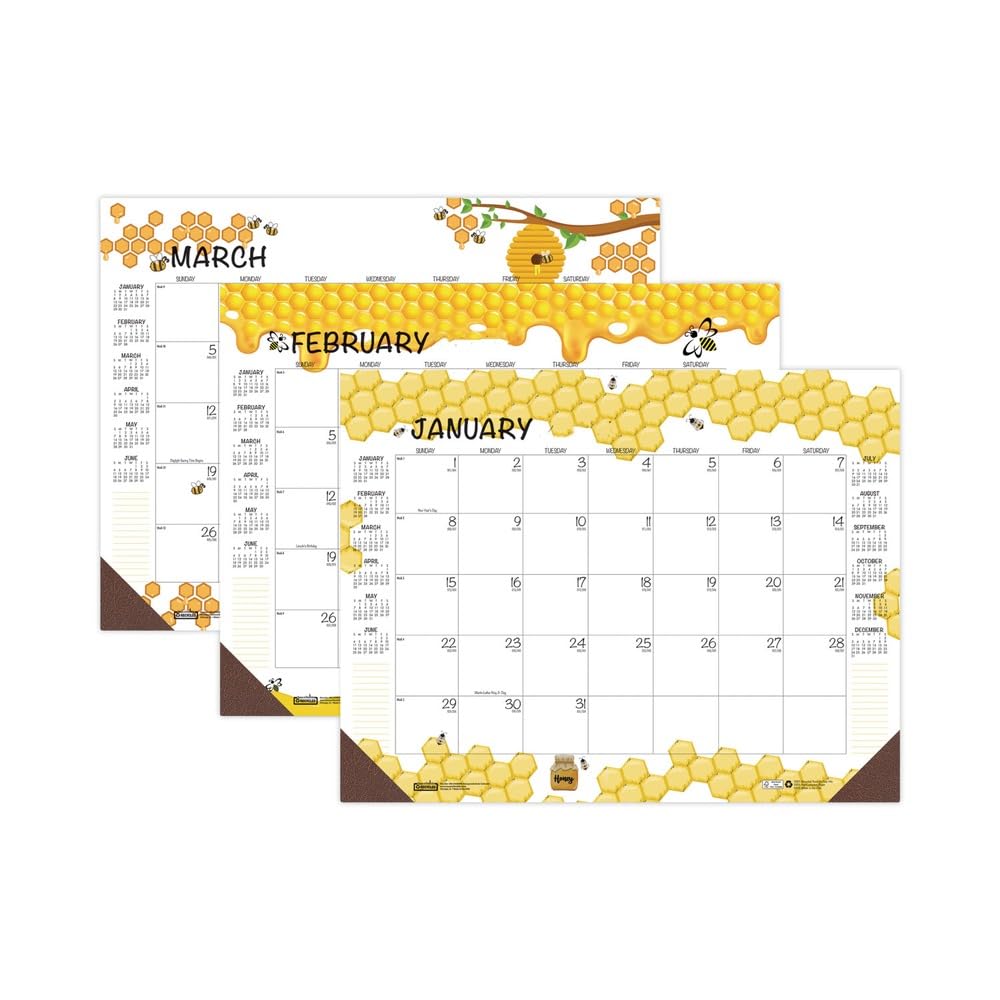 House of Doolittle 18.5 in. x 13 in. 12-Month (Jan to Dec) 2026 Recycled Honeycomb Desk Pad Calendar - Honeycomb Artwork